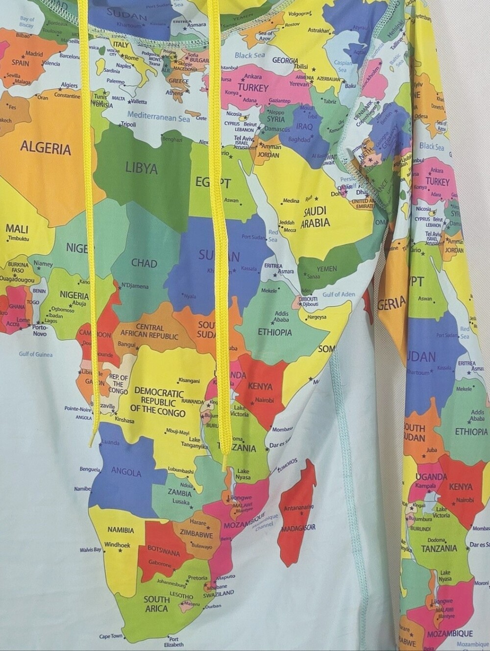 World Map Lycra Hoodie - Picture 2 of 4